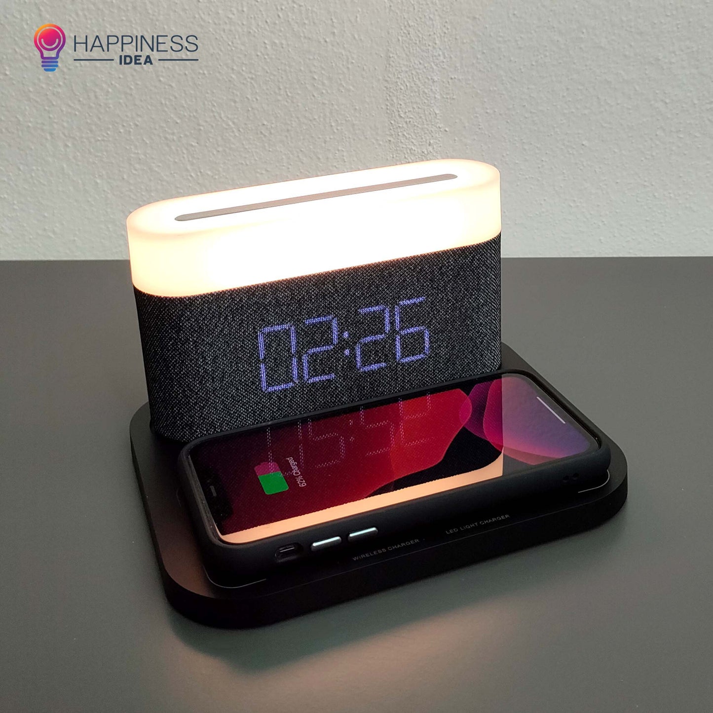 3-in-1 Station: Wireless Charger + Digital Alarm Clock + Nightlight
