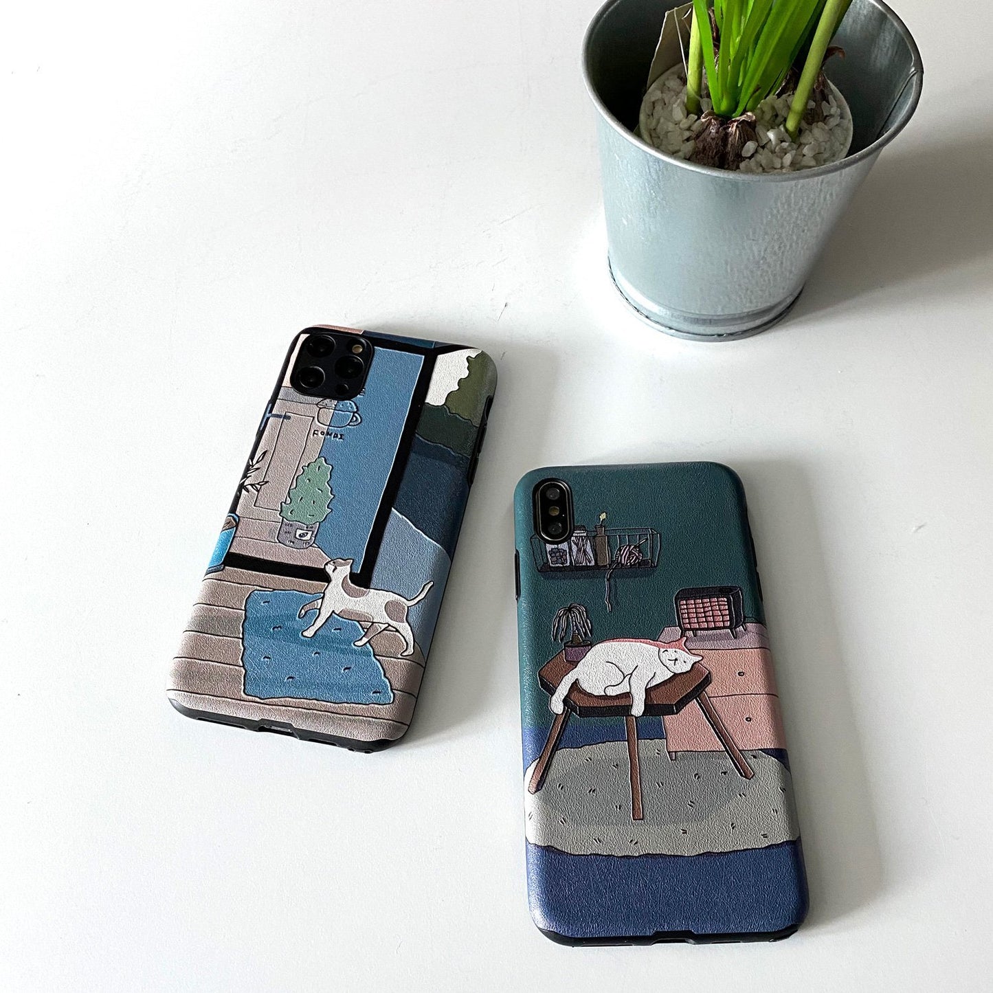 Cat Design Embossed Case for iPhone - Happiness Idea