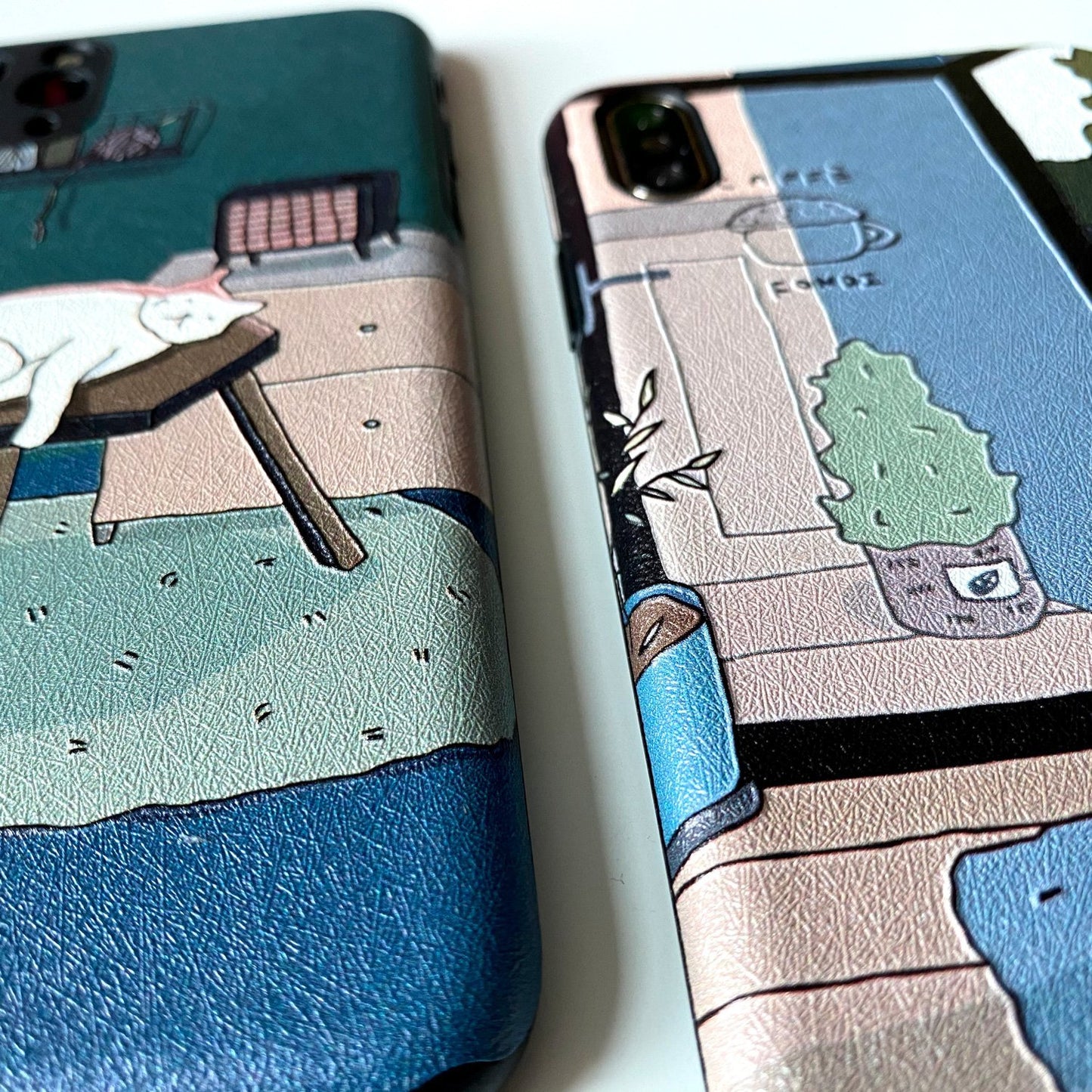 Cat Design Embossed Case for iPhone - Happiness Idea