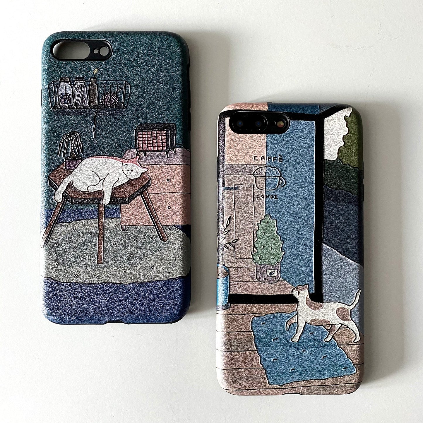 Cat Design Embossed Case for iPhone - Happiness Idea