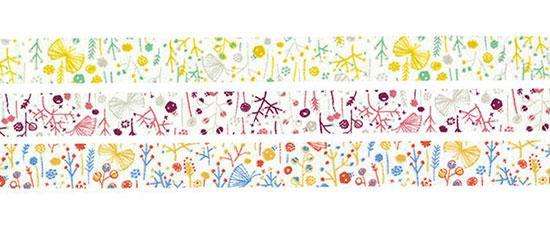 Classiky 倉敷意匠 - Washi Tape (Shigemi Floral 3 pcs set) - Happiness Idea