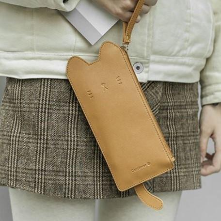 Cutie Cat faux Leather Pencil Pouch - Happiness Idea