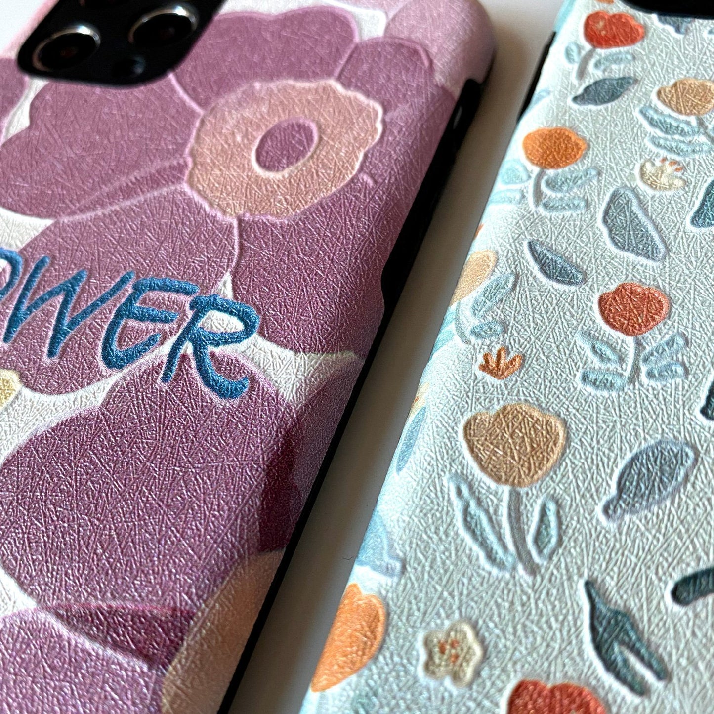 Flower Design Embossed Case for iPhone - Happiness Idea