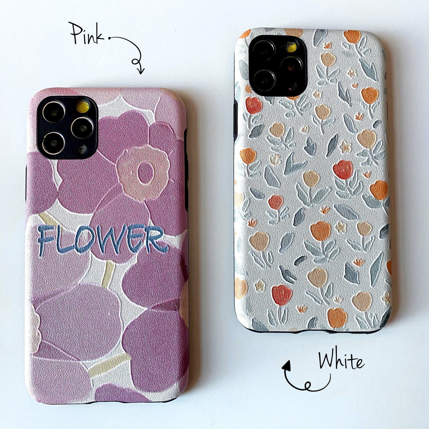 Flower Design Embossed Case for iPhone - Happiness Idea