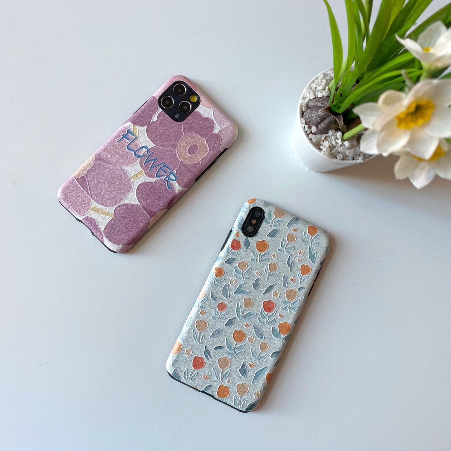 Flower Design Embossed Case for iPhone - Happiness Idea
