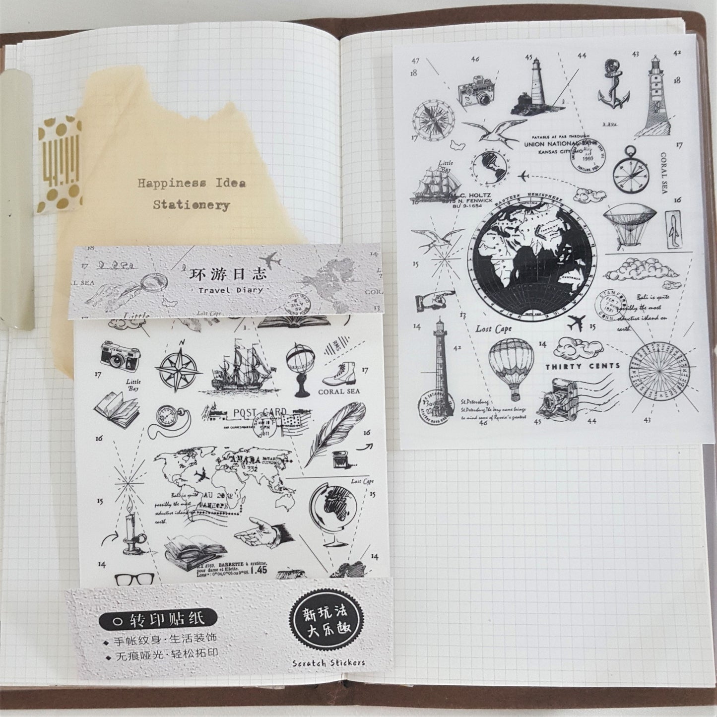 Scratch Stickers (Black & White) - Happiness Idea