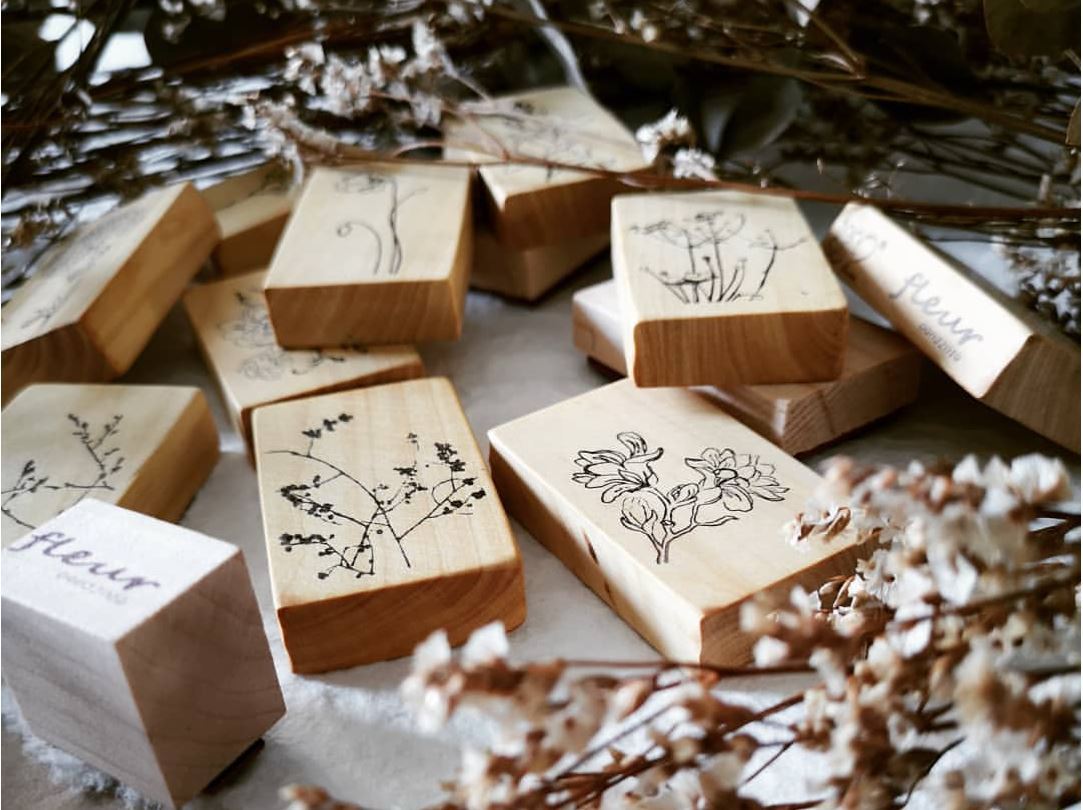 ten2sen - Fleur Collection Wooden Stamps - Happiness Idea