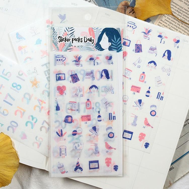 Blue Girl Planner Stickers (4 pcs) - Happiness Idea