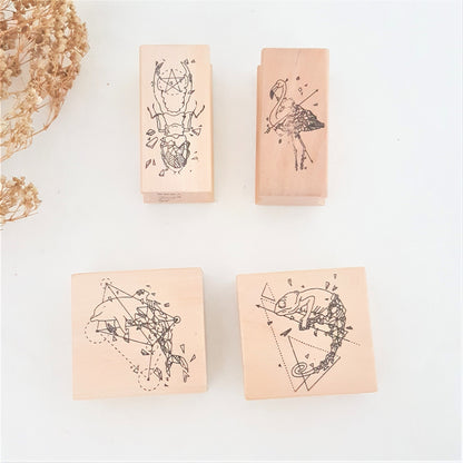 Broken Geometry Wooden Stamps (4 designs) - Happiness Idea