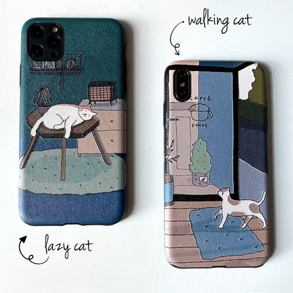 Cat Design Embossed Case for iPhone - Happiness Idea