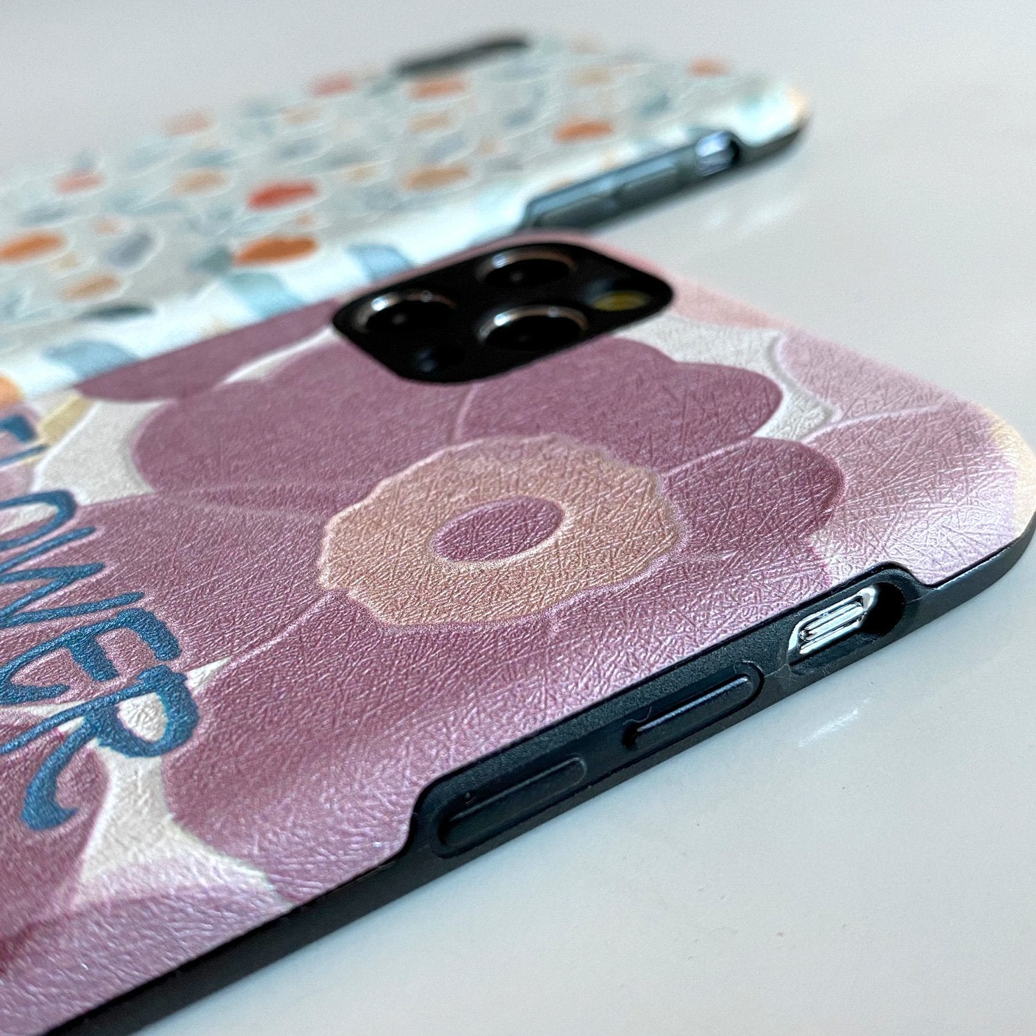 Flower Design Embossed Case for iPhone - Happiness Idea