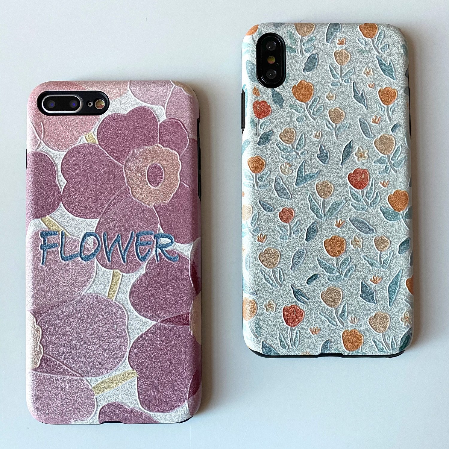 Flower Design Embossed Case for iPhone - Happiness Idea