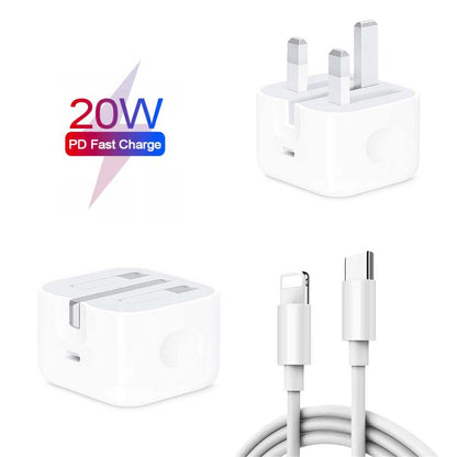 20W PD Fast Charge Power Adapter + Cable Bundle for iPhone