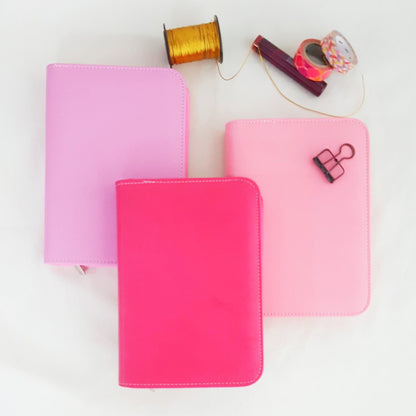 Pink Lady PU leather A6 Zipper Planner - Happiness Idea