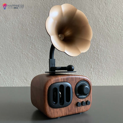 Retro Wooden Phonograph Design Bluetooth Speaker