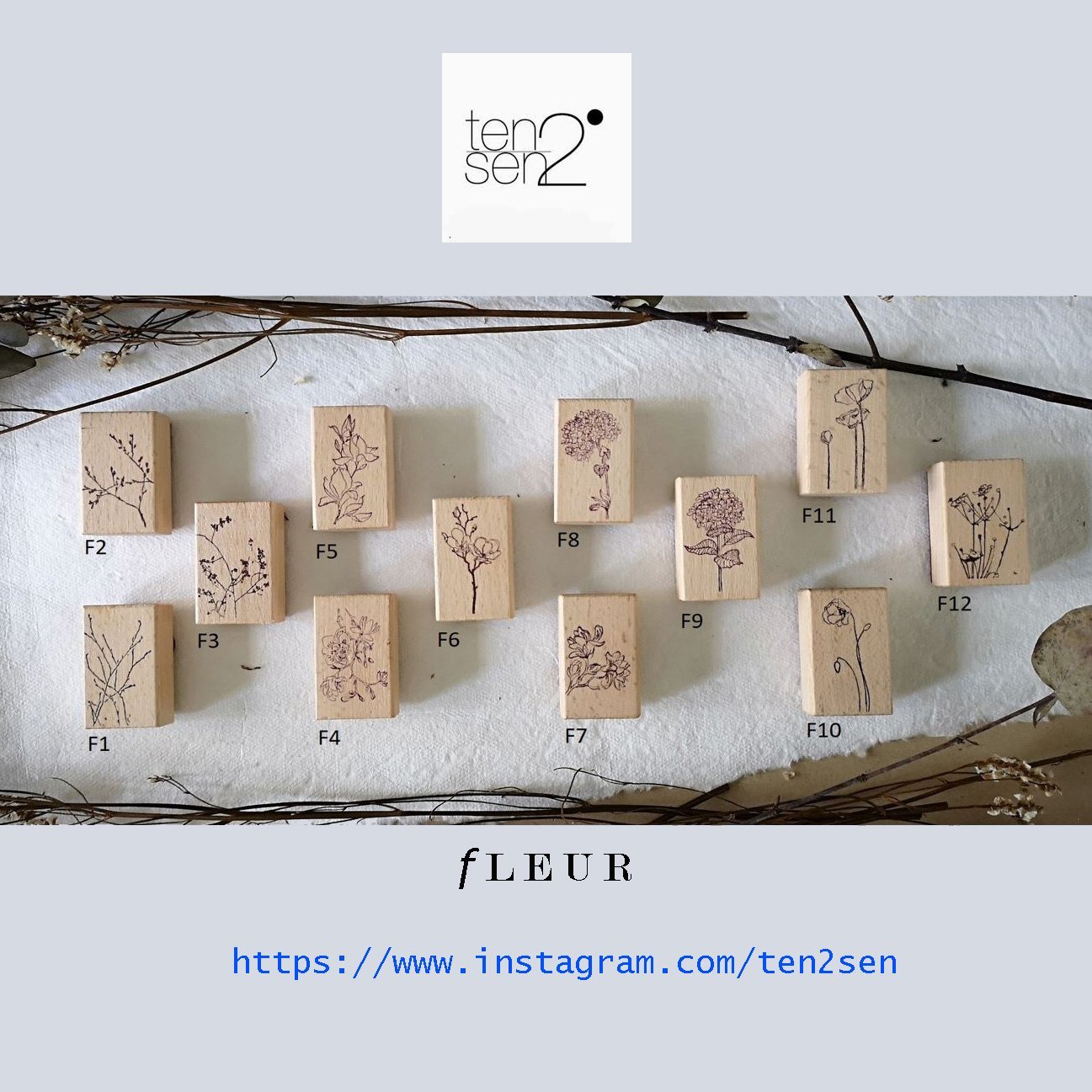 ten2sen - Fleur Collection Wooden Stamps - Happiness Idea
